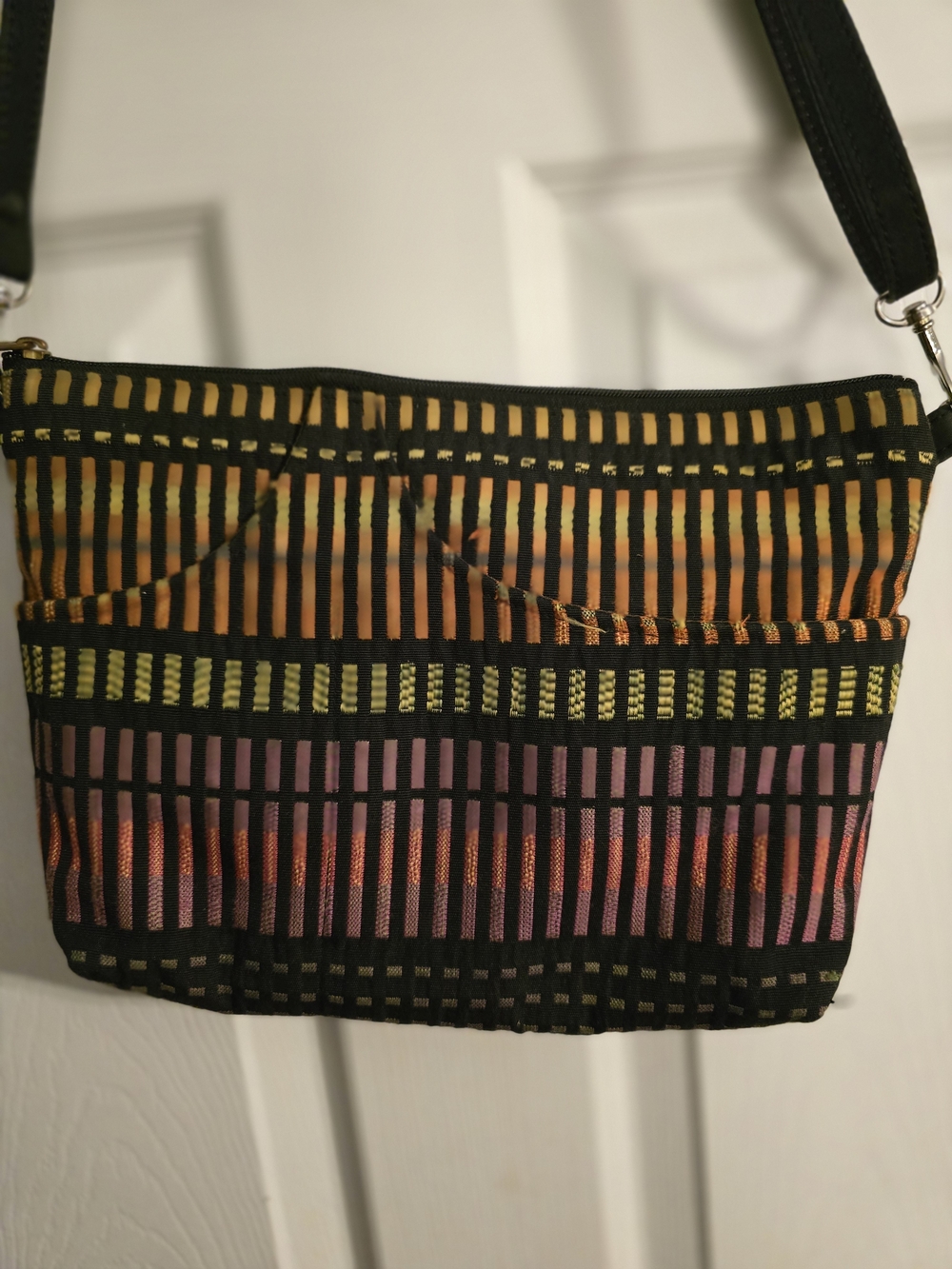 Danny K Striped Multicolor Crossbody Bag with Adjustable Strap